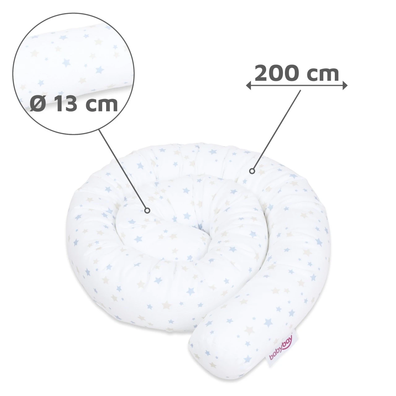 Babybay Nestchenschlange Piqué Passend Für Kinderbetten, Weiß Sternemix Sand/azurblau 5 Babybay Nestchenschlange Piqué Passend Für Kinderbetten, Weiß Sternemix Sand/azurblau – Bild 3