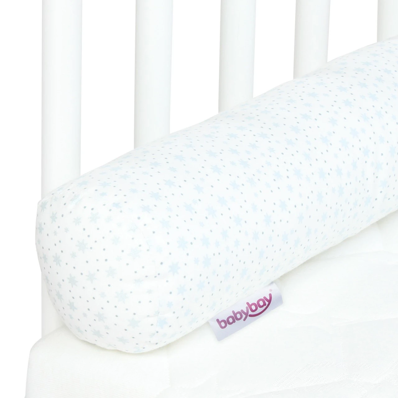 Babybay Nestchenschlange Organic Cotton Passend Für Alle Modelle, Weiß Glitzersterne Diamantblau 6 Babybay Nestchenschlange Organic Cotton Passend Für Alle Modelle, Weiß Glitzersterne Diamantblau – Bild 4