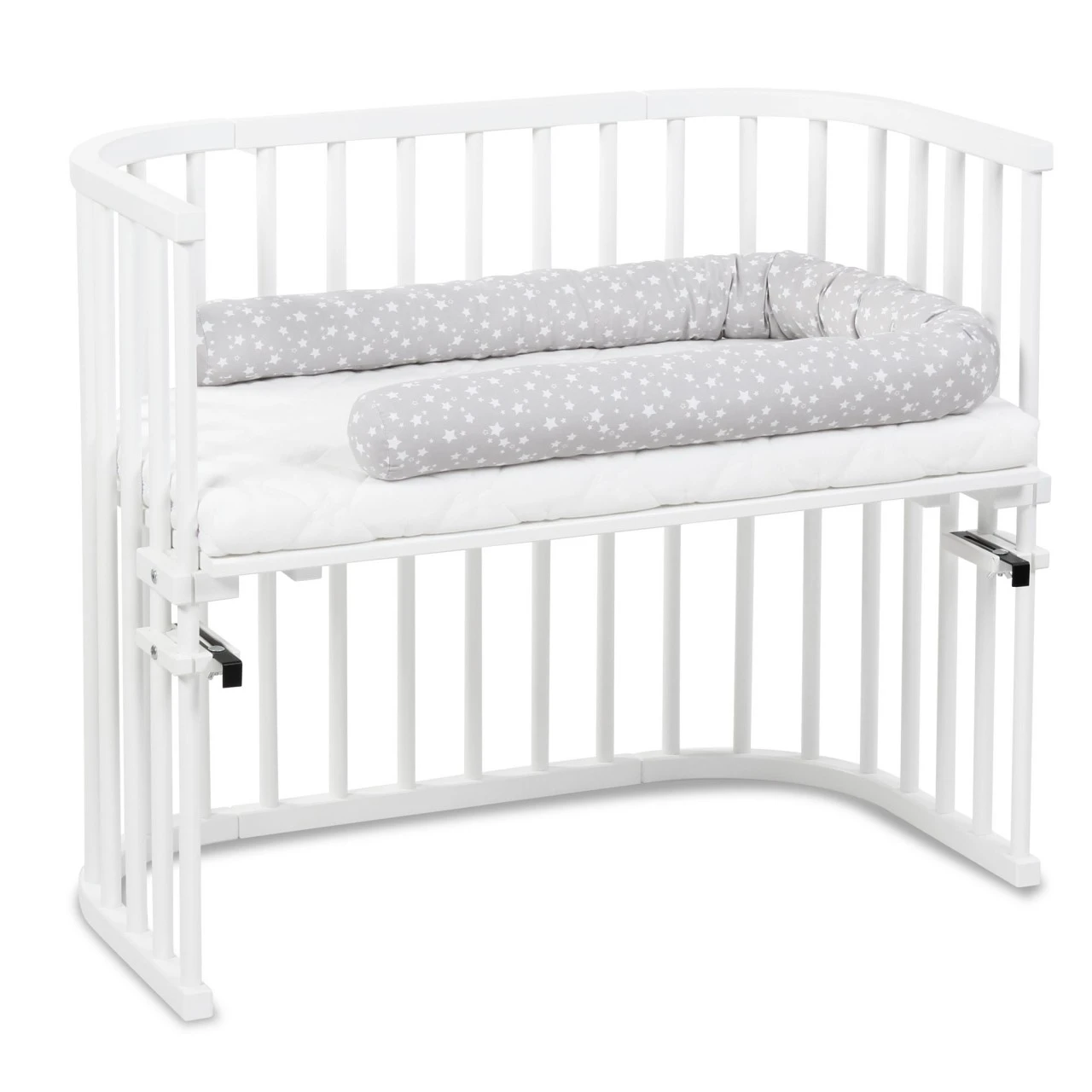 Babybay Nestchenschlange Piqué Passend Für Alle Modelle, Perlgrau Sterne Weiß 4 Babybay Nestchenschlange Piqué Passend Für Alle Modelle, Perlgrau Sterne Weiß – Bild 2