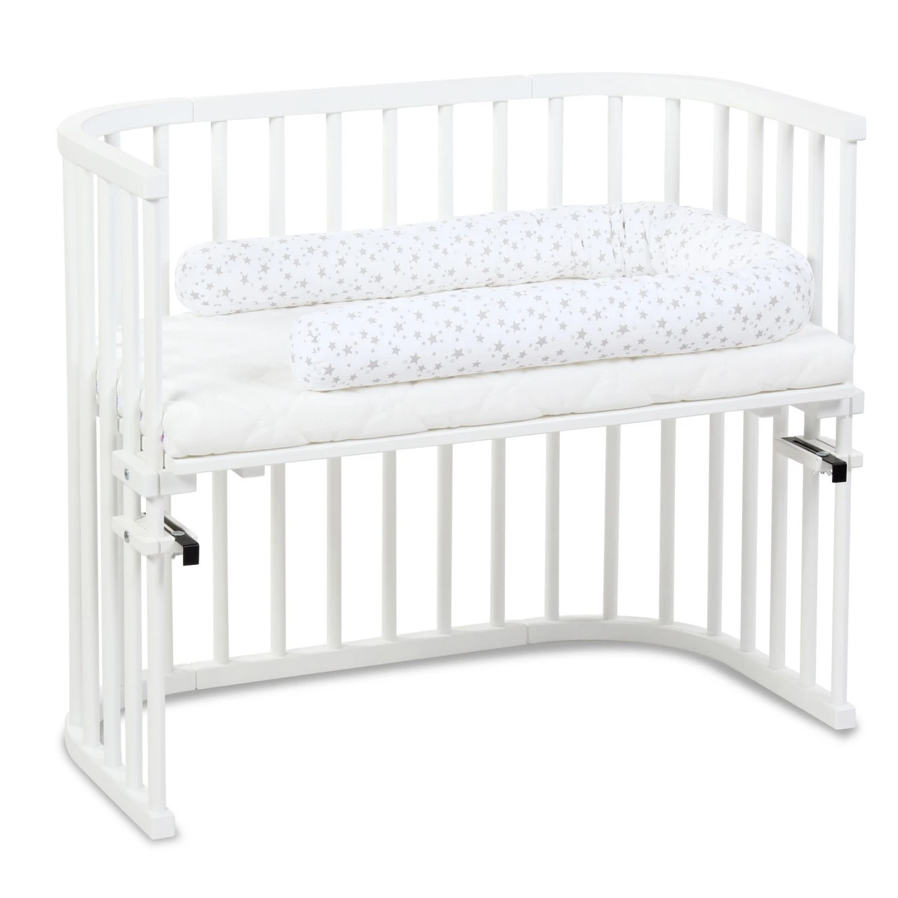 Babybay Nestchenschlange Piqué Passend Für Alle Modelle, Weiß Sterne Perlgrau 4 Babybay Nestchenschlange Piqué Passend Für Alle Modelle, Weiß Sterne Perlgrau – Bild 2