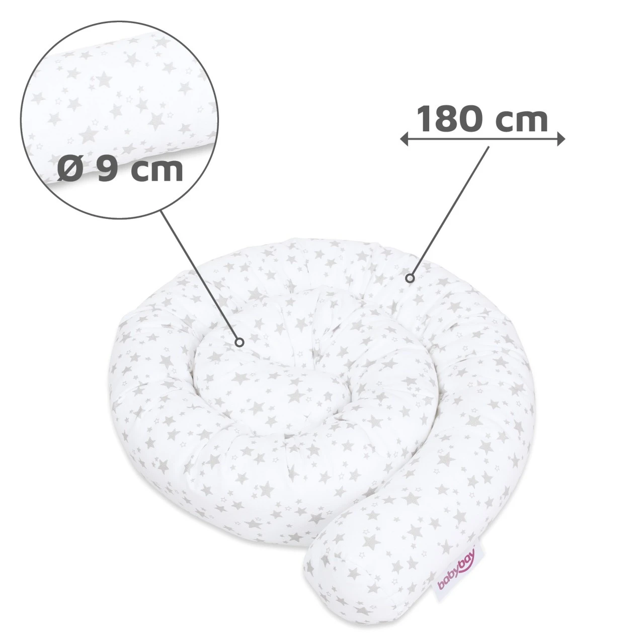 Babybay Nestchenschlange Piqué Passend Für Alle Modelle, Weiß Sterne Perlgrau 5 Babybay Nestchenschlange Piqué Passend Für Alle Modelle, Weiß Sterne Perlgrau – Bild 3