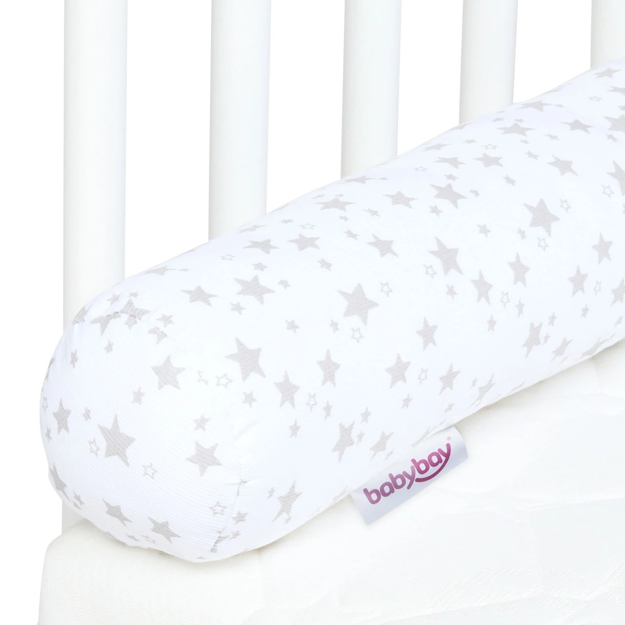 Babybay Nestchenschlange Piqué Passend Für Alle Modelle, Weiß Sterne Perlgrau 6 Babybay Nestchenschlange Piqué Passend Für Alle Modelle, Weiß Sterne Perlgrau – Bild 4