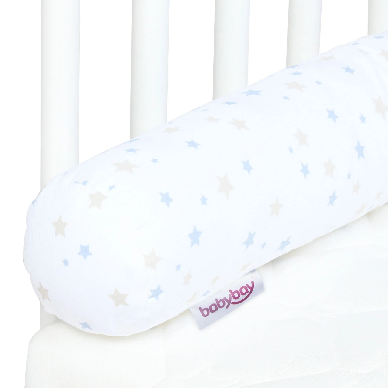 Babybay Nestchenschlange Piqué Passend Für Alle Modelle, Weiß Sternemix Sand/azurblau 6 Babybay Nestchenschlange Piqué Passend Für Alle Modelle, Weiß Sternemix Sand/azurblau – Bild 4