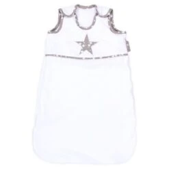 Babybay Schlafsack Organic Cotton, Weiß Applikation Stern Taupe Sterne Weiß