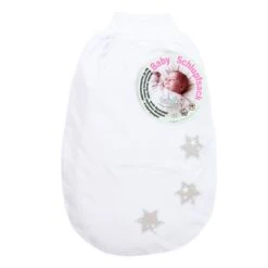 Babybay Schlupfsack Organic Cotton Mit Gurtschlitz, Weiß Applikation Kleine Sterne Perlgrau Sterne Weiß